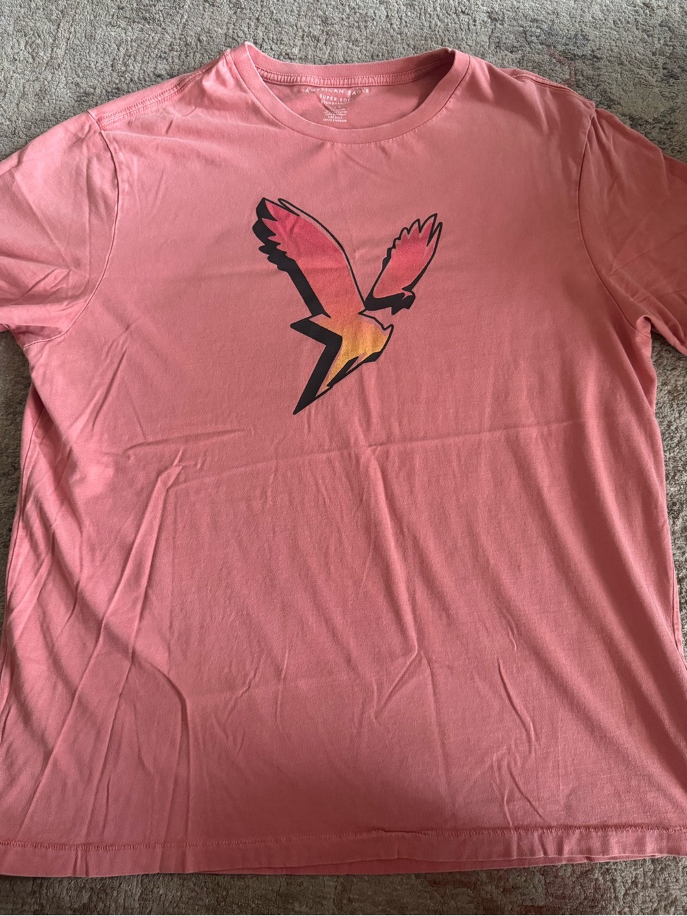 American Eagle Outfitters Pink Short Sleeve Tee with Gradient Bird Logo